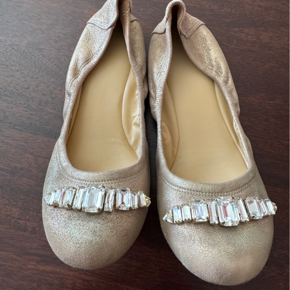 Cole Haan gold metallic rhinestone sparkle ballet flat 7.5
